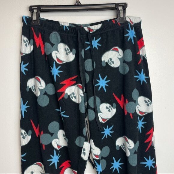 Disney Solid Black Mickey Mouse Graphic Pajama Pants Elastic Waist Band size L - Picture 7 of 11